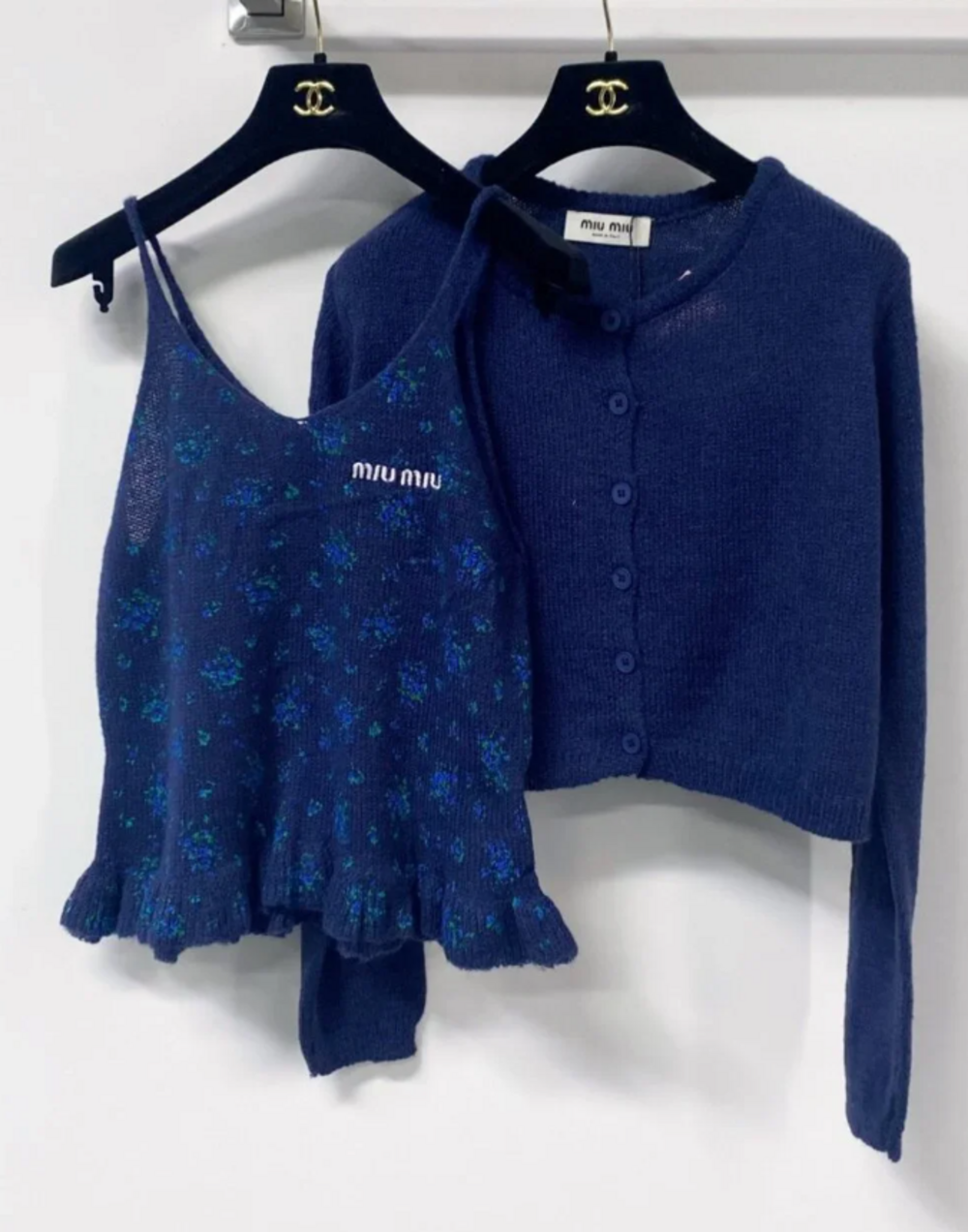 Miu Miu 2‑Piece Floral Knit Set | Cardigan + Cami Coquette Matching Outfit